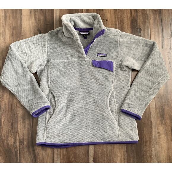 Patagonia Fleece Jacket Womens Pullover Re-Tool Snap-T Gray Purple Size M NWOT - Picture 1 of 7